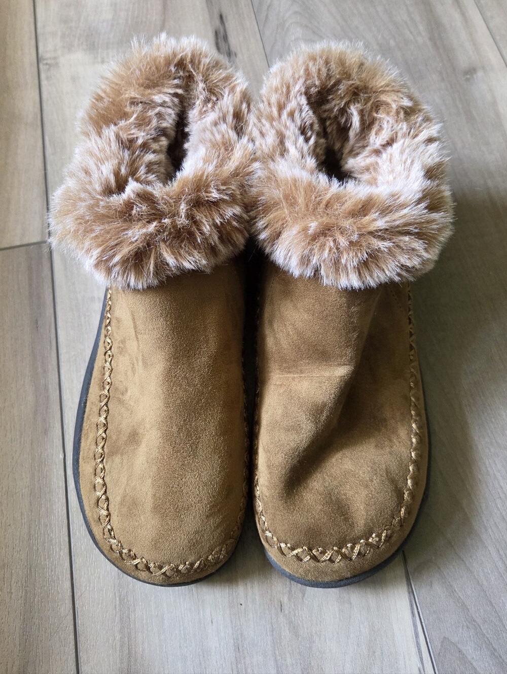 Magellan Women's Faux Fur Lined Slip-On Slippers - Chestnut Brown